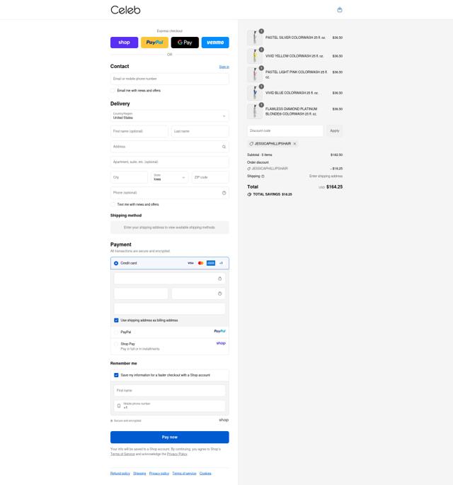 Celeb Luxury checkout page showing Celeb Luxury promo code box | Screenshot taken by SimplyCodes community member on Sep 11, 2025