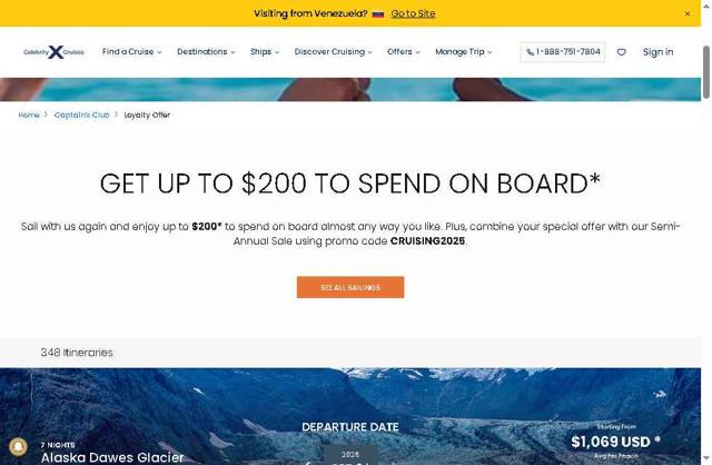 Celebrity X Cruises checkout page showing Celebrity X Cruises promo code box | Screenshot taken by SimplyCodes community member on Sep 4, 2025