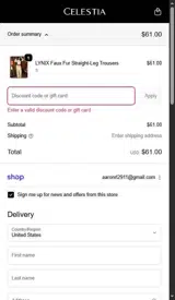Celestia coupon verification screenshot