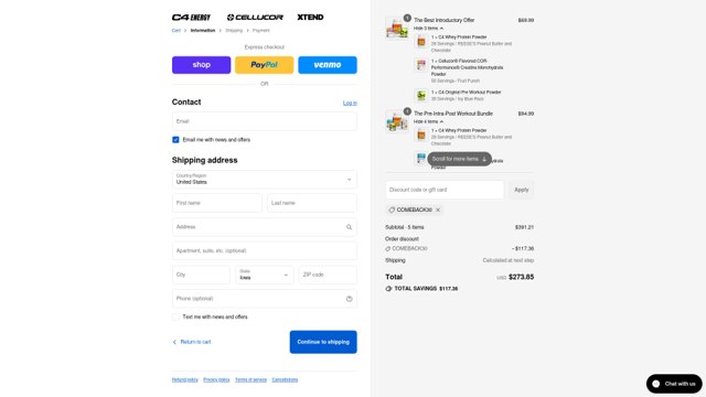 Cellucor checkout page showing Cellucor discount code box | Screenshot taken by SimplyCodes community member on Sep 6, 2025