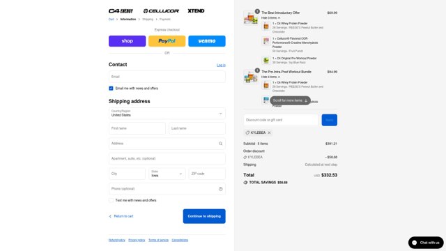 Cellucor checkout page showing Cellucor discount code box | Screenshot taken by SimplyCodes community member on Sep 6, 2025
