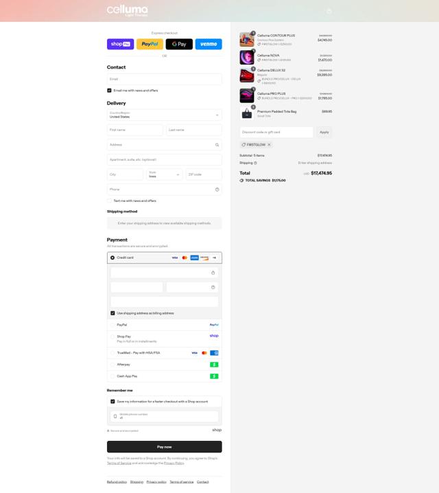 Celluma checkout page showing Celluma discount code box | Screenshot taken by SimplyCodes community member on Aug 28, 2025