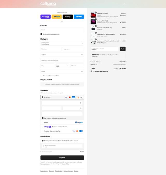 Celluma checkout page showing Celluma discount code box | Screenshot taken by SimplyCodes community member on Aug 5, 2025