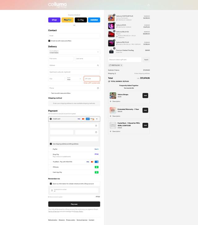 Celluma checkout page showing Celluma discount code box | Screenshot taken by SimplyCodes community member on Sep 5, 2025