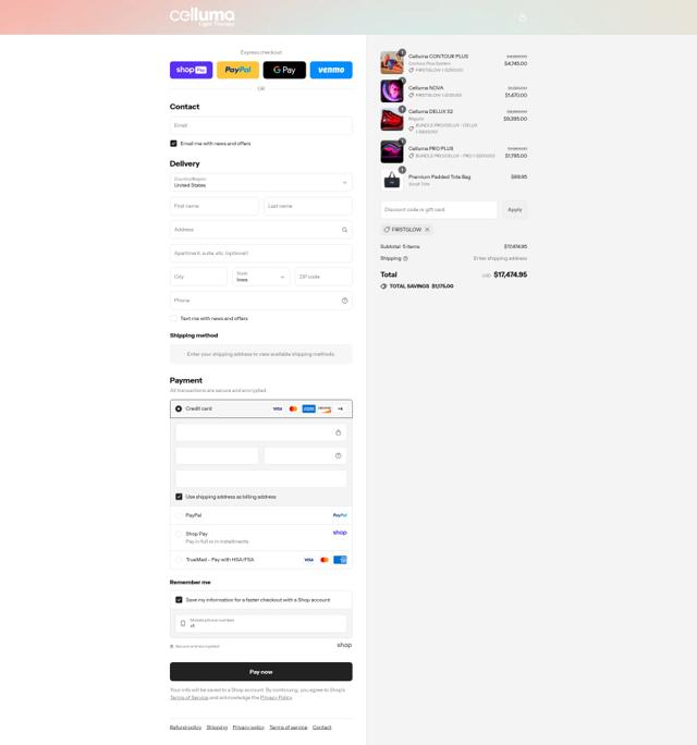 Celluma checkout page showing Celluma discount code box | Screenshot taken by SimplyCodes community member on Aug 23, 2025