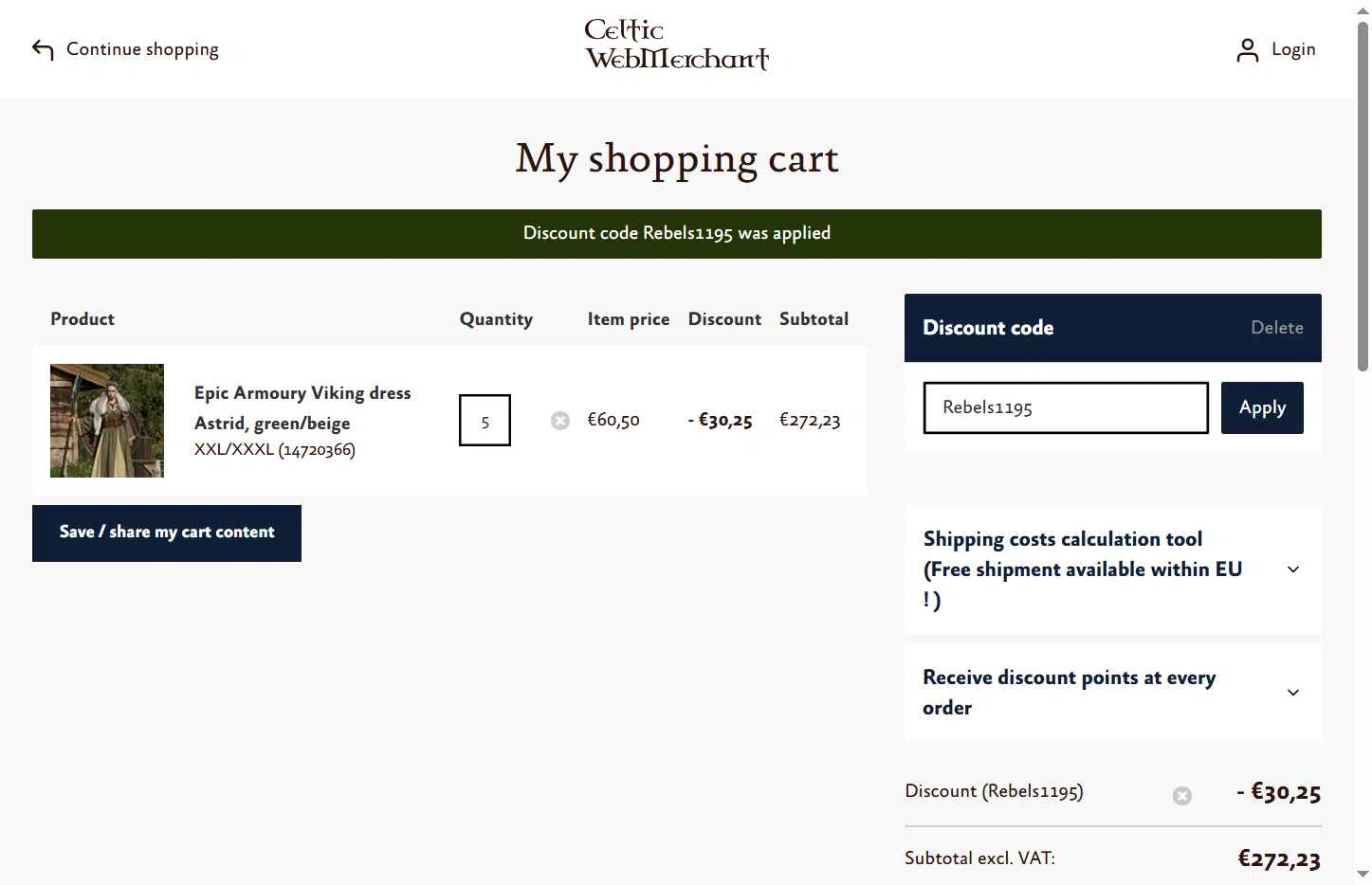 Celtic WebMerchant checkout page showing Celtic WebMerchant discount code box | Screenshot taken by SimplyCodes community member on Oct 15, 2025