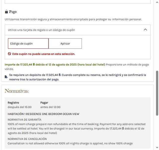 Centara Hotels & Resorts checkout page showing Centara Hotels & Resorts promo code box | Screenshot taken by SimplyCodes community member on Aug 12, 2025