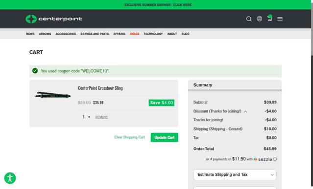 CenterPoint checkout page showing CenterPoint promo code box | Screenshot taken by SimplyCodes community member on Sep 3, 2025