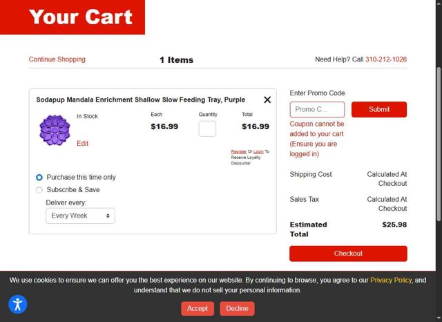Centinela Feed checkout page showing Centinela Feed promo code box | Screenshot taken by SimplyCodes community member on Aug 28, 2025