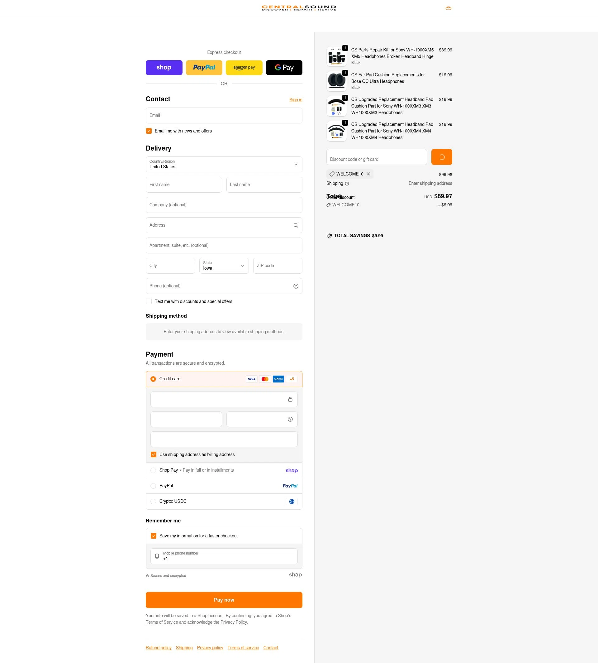 CentralSound checkout page showing CentralSound promo code box | Screenshot taken by SimplyCodes community member on Jan 26, 2026