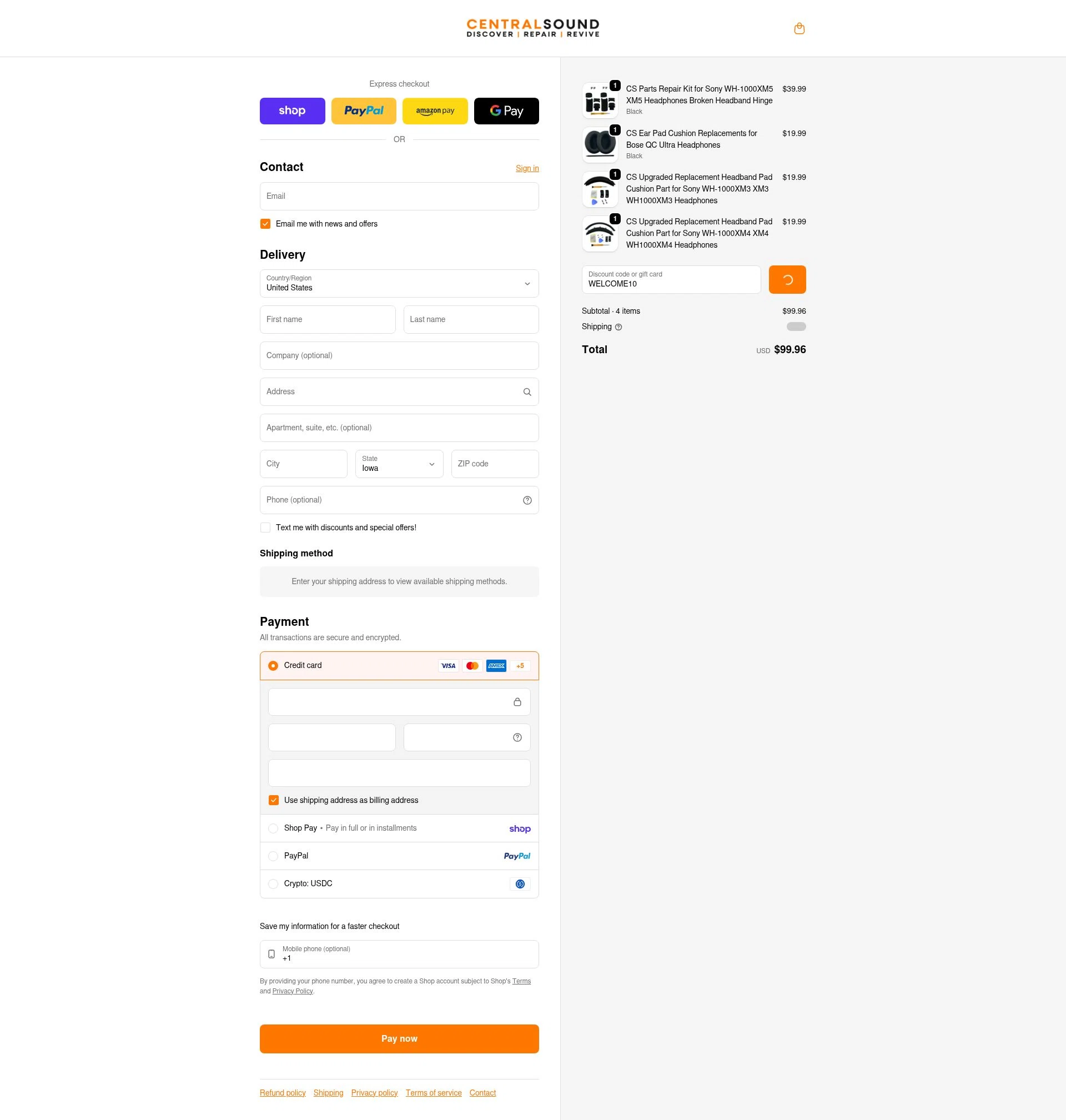 CentralSound checkout page showing CentralSound promo code box | Screenshot taken by SimplyCodes community member on Jan 31, 2026