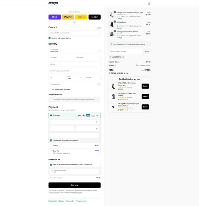 CEP Running checkout page showing CEP Running promo code box | Screenshot taken by SimplyCodes community member on Aug 30, 2025