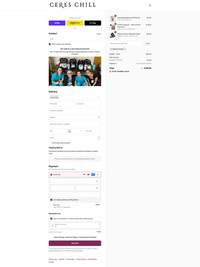 Ceres Chill checkout page showing Ceres Chill discount code box | Screenshot taken by SimplyCodes community member on Sep 14, 2025