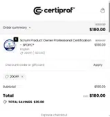 CertiProf coupon verification screenshot