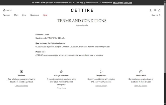 Cettire checkout page showing Cettire discount code box | Screenshot taken by SimplyCodes community member on Aug 13, 2025