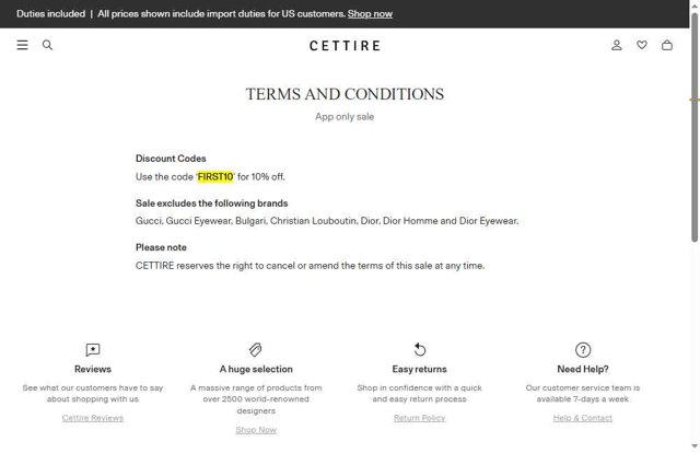 Cettire checkout page showing Cettire discount code box | Screenshot taken by SimplyCodes community member on Aug 9, 2025