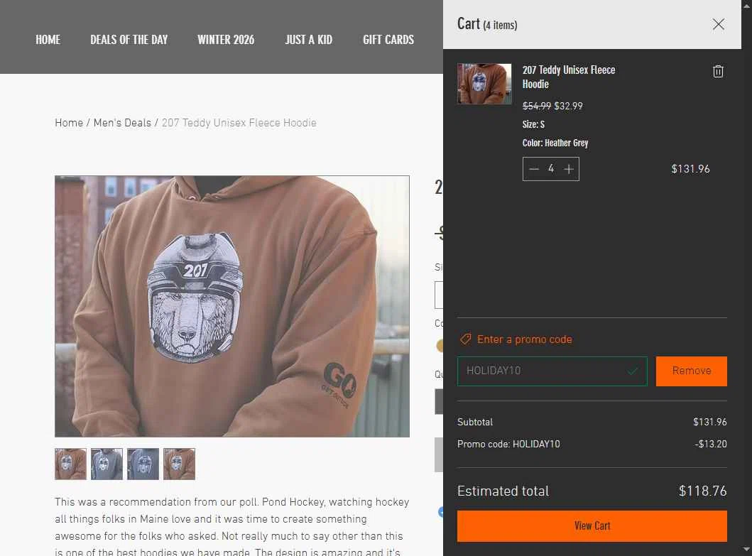 CFC WEAR checkout page showing CFC WEAR promo code box | Screenshot taken by SimplyCodes community member on Jan 27, 2026
