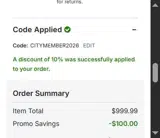 CITYMEMBER2026 coupon verification screenshot