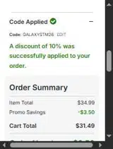 GALAXYSTM26 coupon verification screenshot