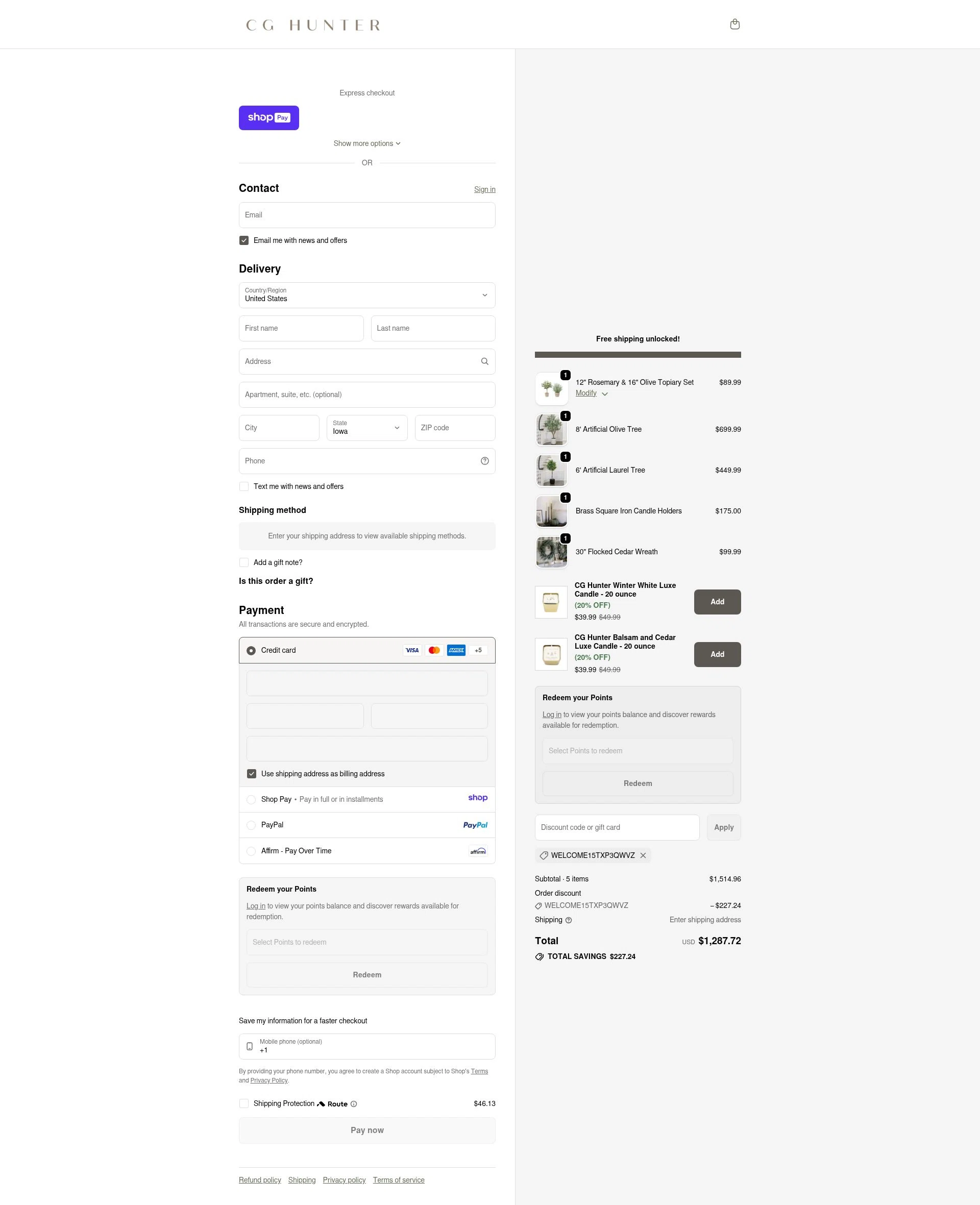 CG Hunter checkout page showing CG Hunter promo code box | Screenshot taken by SimplyCodes community member on Jan 10, 2026
