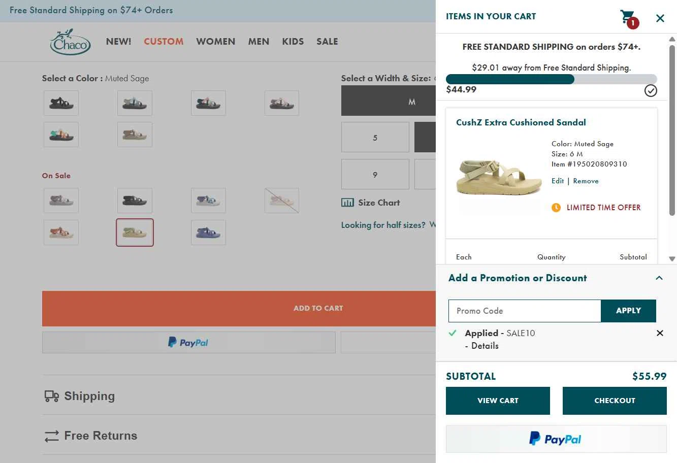 Chaco checkout page showing Chaco promo code box | Screenshot taken by SimplyCodes community member on Feb 21, 2026