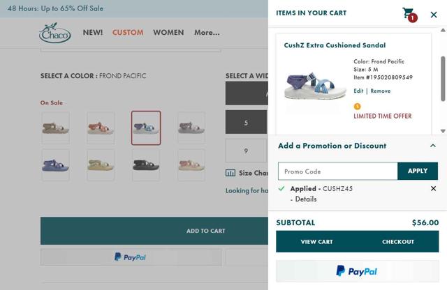 Chaco checkout page showing Chaco promo code box | Screenshot taken by SimplyCodes community member on Sep 21, 2025