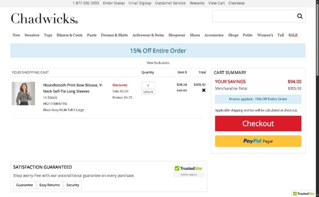 Chadwicks checkout page showing Chadwicks coupon code box | Screenshot taken by SimplyCodes community member on Jun 4, 2025