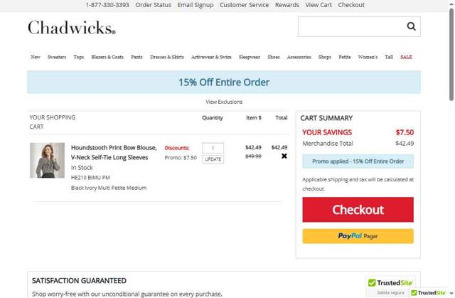 Chadwicks checkout page showing Chadwicks coupon code box | Screenshot taken by SimplyCodes community member on Sep 9, 2025