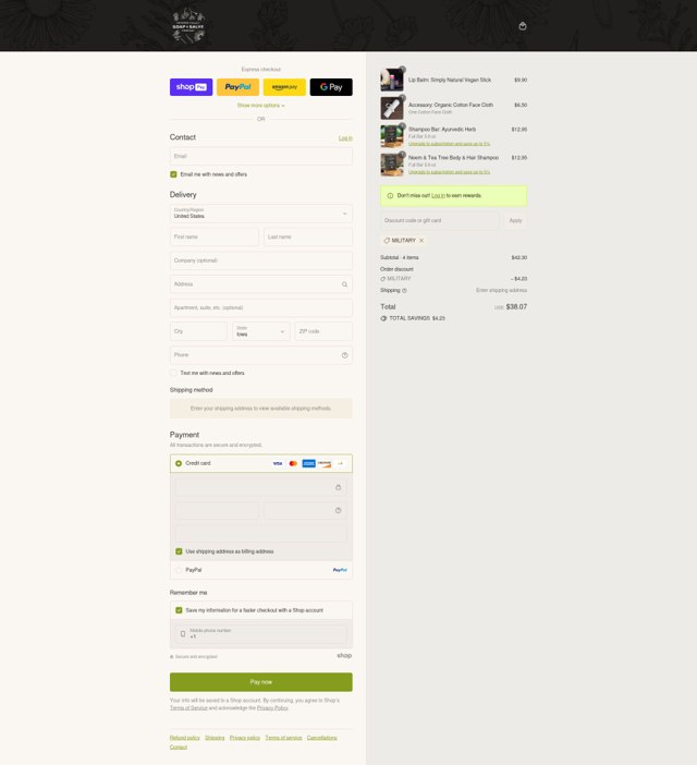 Chagrin Valley Soap and Salve checkout page showing Chagrin Valley Soap and Salve promo code box | Screenshot taken by SimplyCodes community member on Aug 20, 2025