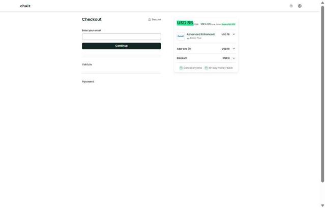 Chaiz checkout page showing Chaiz promo code box | Screenshot taken by SimplyCodes community member on Sep 19, 2025