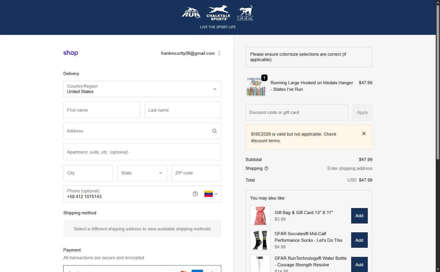 ChalkTalkSports checkout page showing ChalkTalkSports coupon code box | Screenshot taken by SimplyCodes community member on Feb 2, 2026