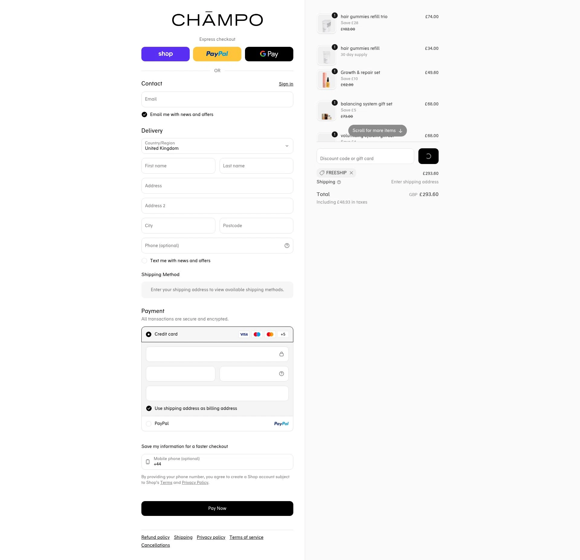 Chāmpo checkout page showing Chāmpo promo code box | Screenshot taken by SimplyCodes community member on Feb 12, 2026