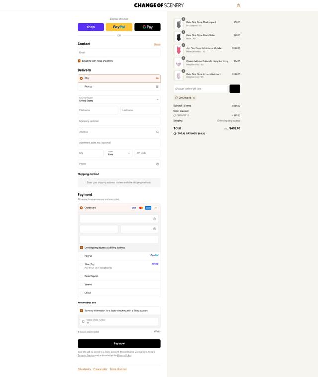 Change of Scenery checkout page showing Change of Scenery promo code box | Screenshot taken by SimplyCodes community member on Sep 11, 2025