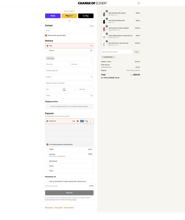 Change of Scenery checkout page showing Change of Scenery promo code box | Screenshot taken by SimplyCodes community member on Sep 2, 2025