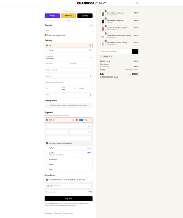 Change of Scenery checkout page showing Change of Scenery promo code box | Screenshot taken by SimplyCodes community member on Sep 7, 2025