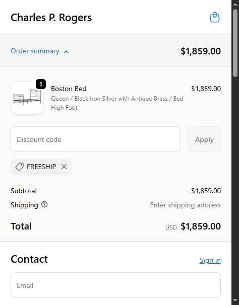Charles P. Rogers checkout page showing Charles P. Rogers coupon code box | Screenshot taken by SimplyCodes community member on Oct 18, 2025
