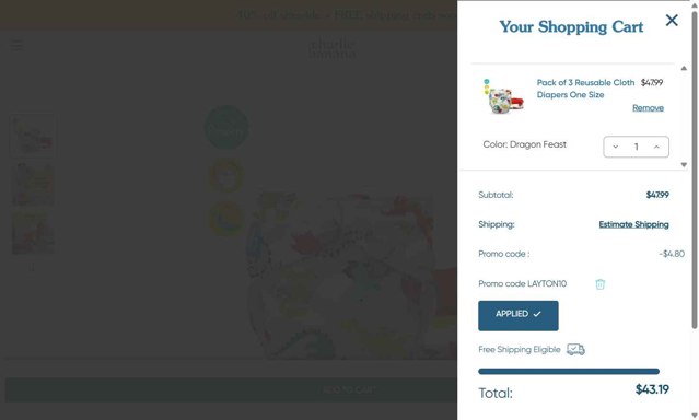 Charlie Banana checkout page showing Charlie Banana promo code box | Screenshot taken by SimplyCodes community member on Jun 6, 2025