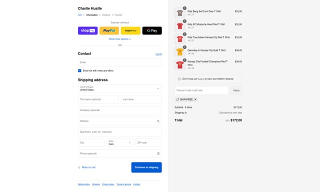 Charlie Hustle checkout page showing Charlie Hustle discount code box | Screenshot taken by SimplyCodes community member on Aug 27, 2025