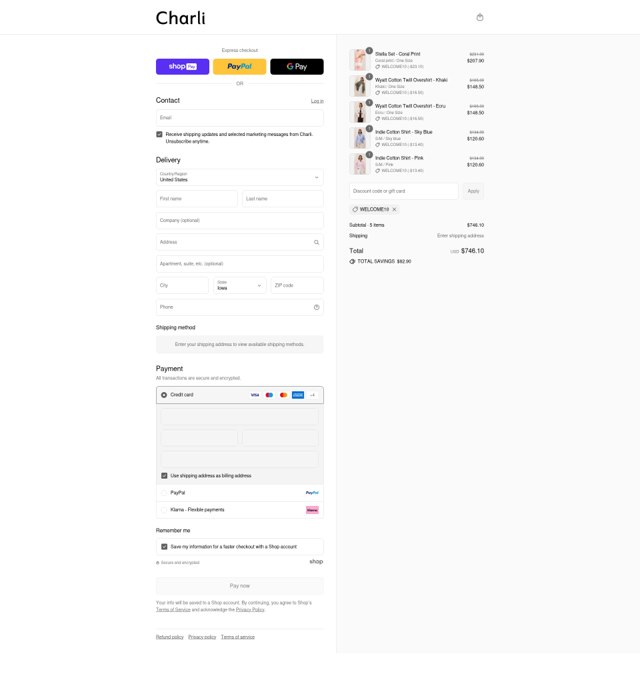 Charli UK checkout page showing Charli UK promo code box | Screenshot taken by SimplyCodes community member on Aug 16, 2025