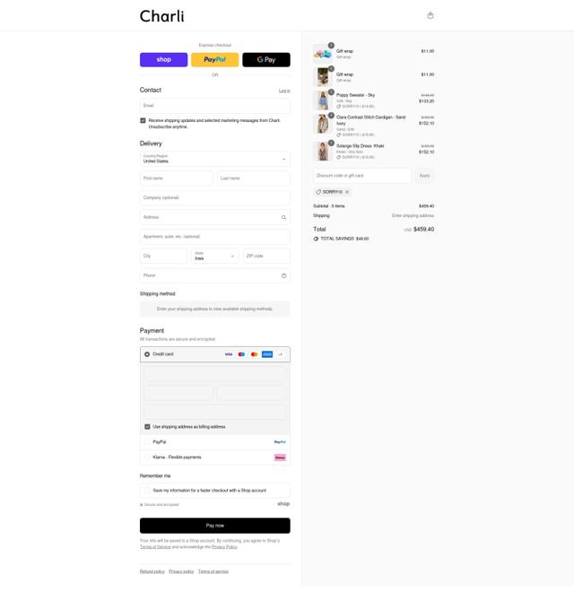 Charli UK checkout page showing Charli UK promo code box | Screenshot taken by SimplyCodes community member on Sep 7, 2025