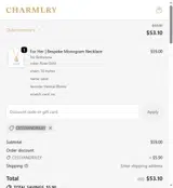 Charmlry coupon verification screenshot