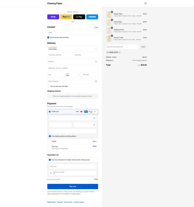Chasing Paper checkout page showing Chasing Paper discount code box | Screenshot taken by SimplyCodes community member on Sep 4, 2025