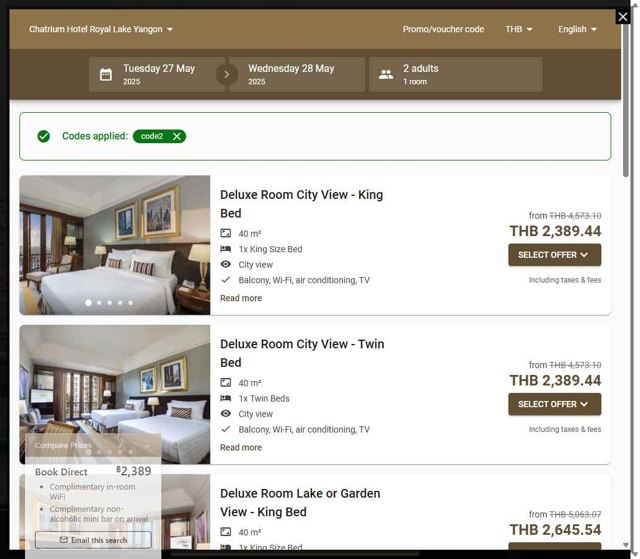 Chatrium Hotels & Residences checkout page showing Chatrium Hotels & Residences discount code box | Screenshot taken by SimplyCodes community member on May 27, 2025