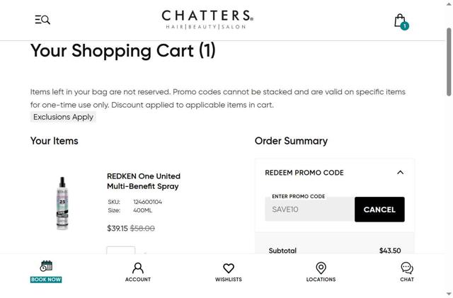 Chatters checkout page showing Chatters coupon code box | Screenshot taken by SimplyCodes community member on Aug 3, 2025
