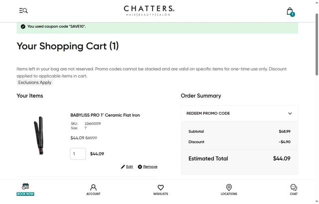 Chatters checkout page showing Chatters coupon code box | Screenshot taken by SimplyCodes community member on Aug 18, 2025