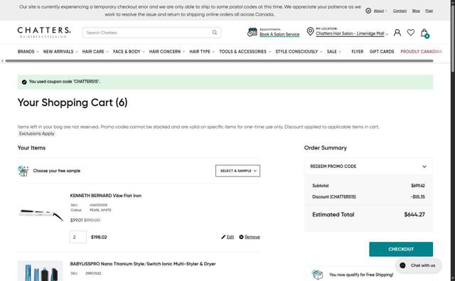 Chatters checkout page showing Chatters coupon code box | Screenshot taken by SimplyCodes community member on Jul 1, 2025
