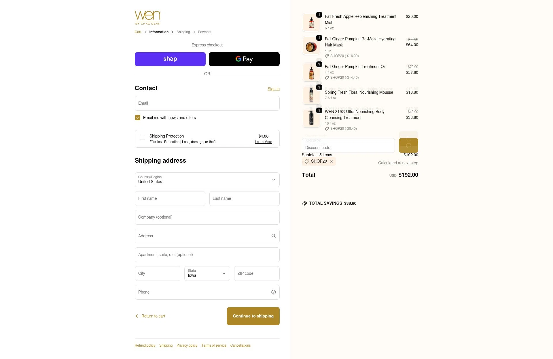 Chaz Dean checkout page showing Chaz Dean promo code box | Screenshot taken by SimplyCodes community member on Jan 3, 2026
