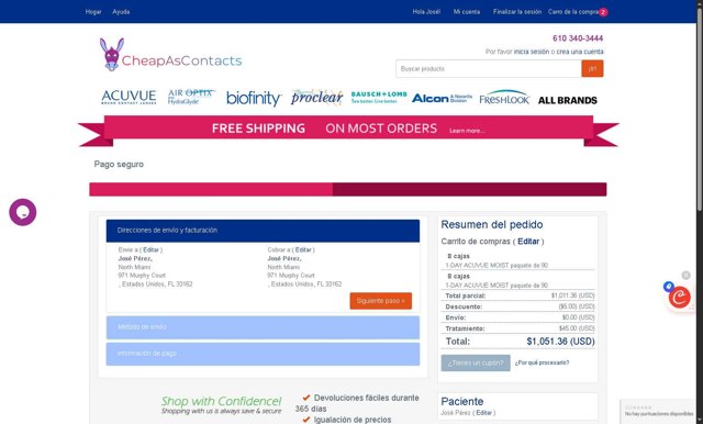 CheapAsContacts checkout page showing CheapAsContacts coupon code box | Screenshot taken by SimplyCodes community member on Aug 6, 2025