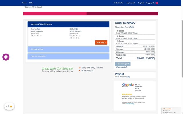 CheapAsContacts checkout page showing CheapAsContacts coupon code box | Screenshot taken by SimplyCodes community member on Aug 6, 2025