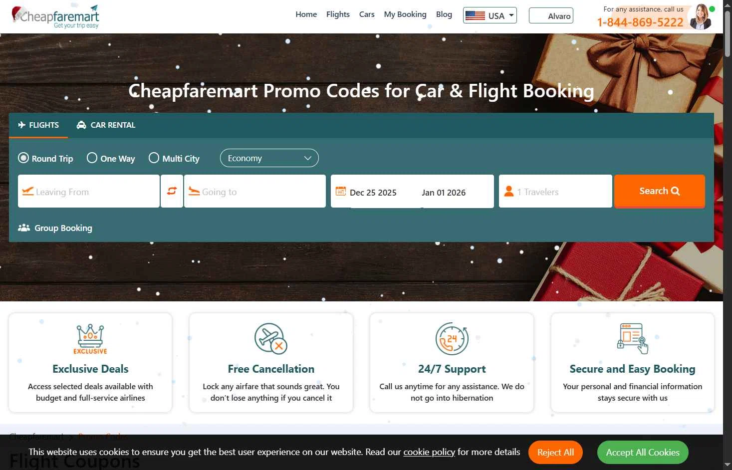 Cheapfaremart checkout page showing Cheapfaremart promo code box | Screenshot taken by SimplyCodes community member on Dec 18, 2025